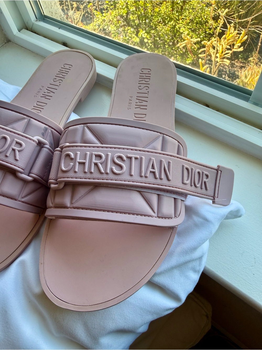Dior Nude Pink Rubber Slide Sandals